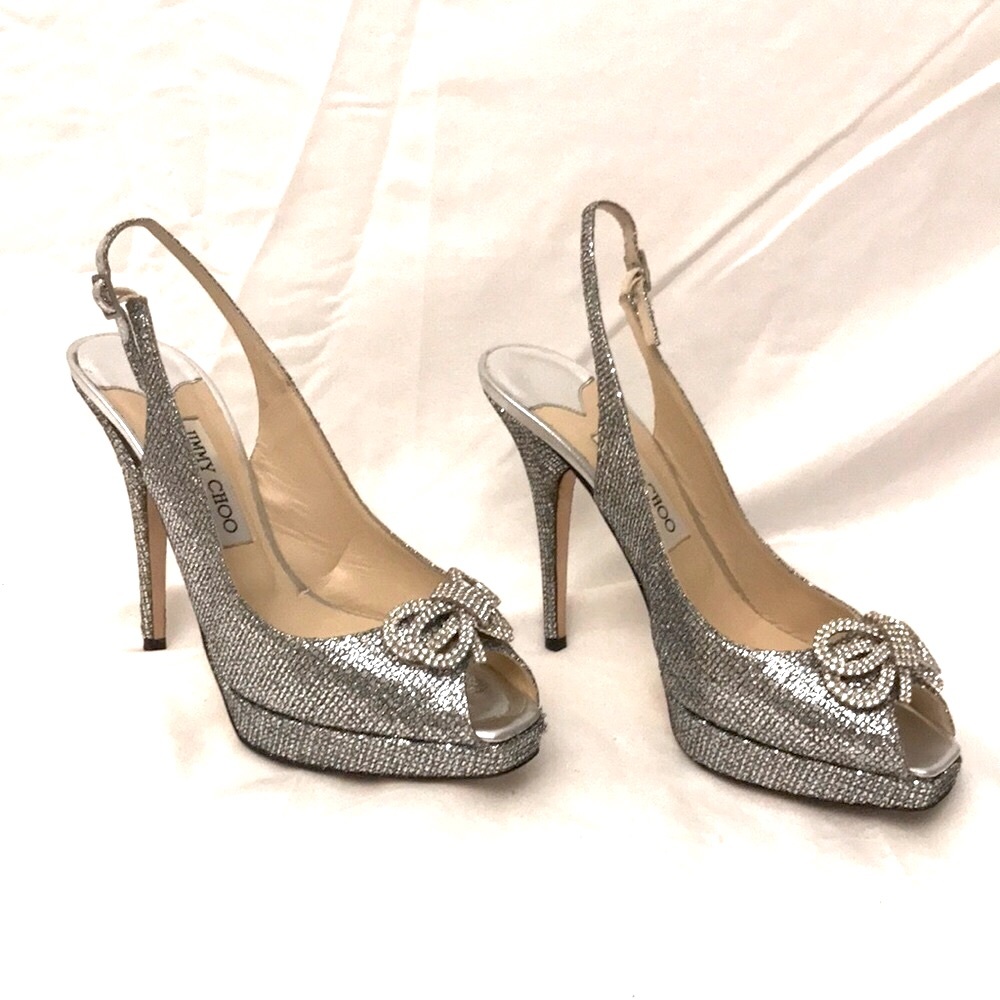 Jimmy Choo 38 1/2 EU Glitter/Silver - Picture 6 of 15